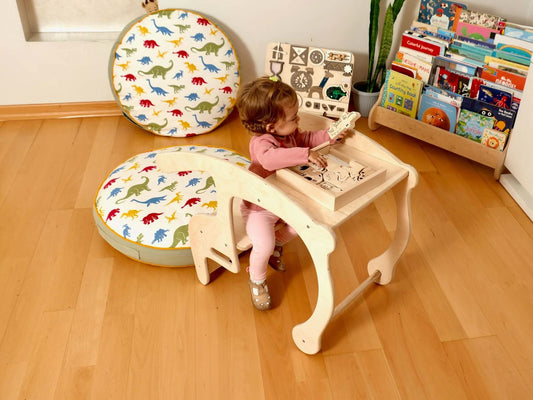 2in1 Wooden Seesaw & Desk for Kids' Skill Development